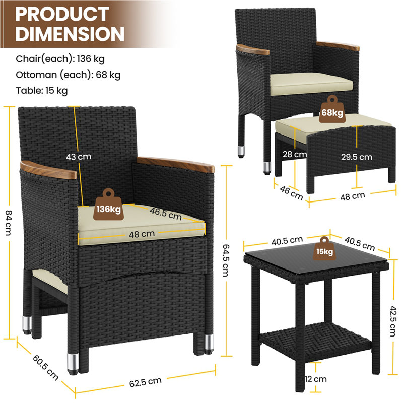 Outdoor Wicker Conversation Set Patio Furniture Set for Garden
