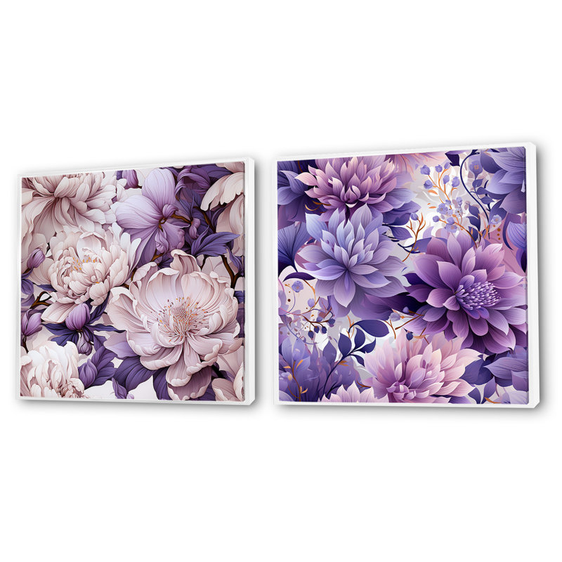 Twedt - Ensemble de 2 collages carrés floraux, Cadre flottant blanc, H 36 po x l 73 po