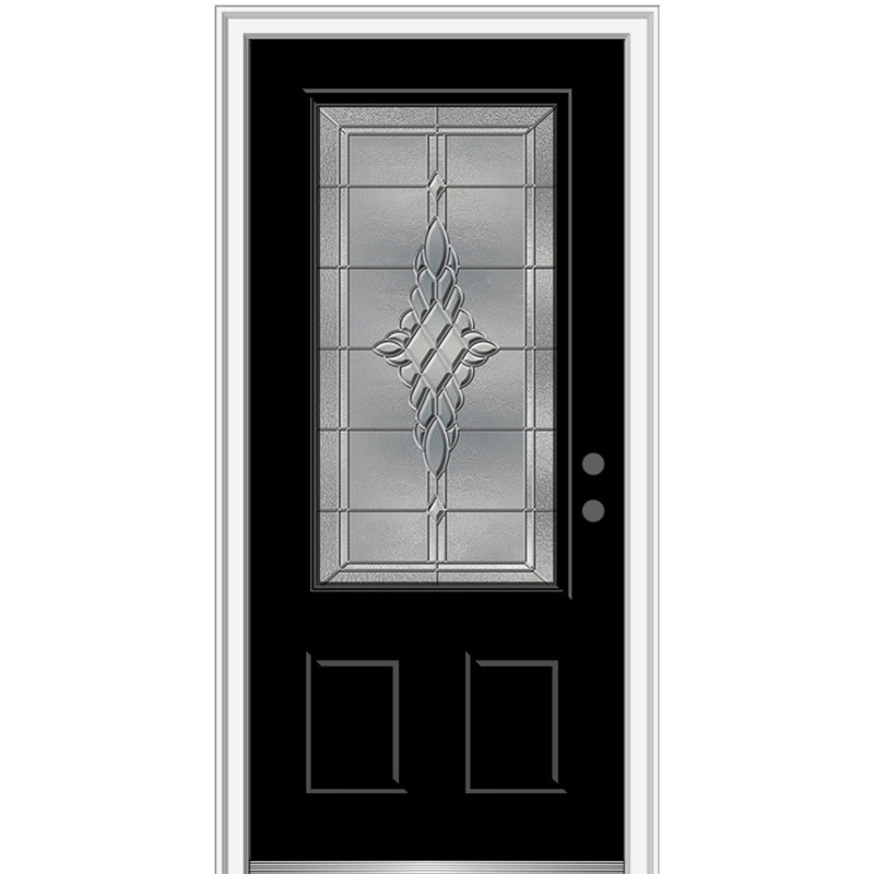 Porte d'entrée pré-montée en fibre de verre 2 panneaux 3/4 Grace Grace, S'ouvre à gauche vers l'intérieur