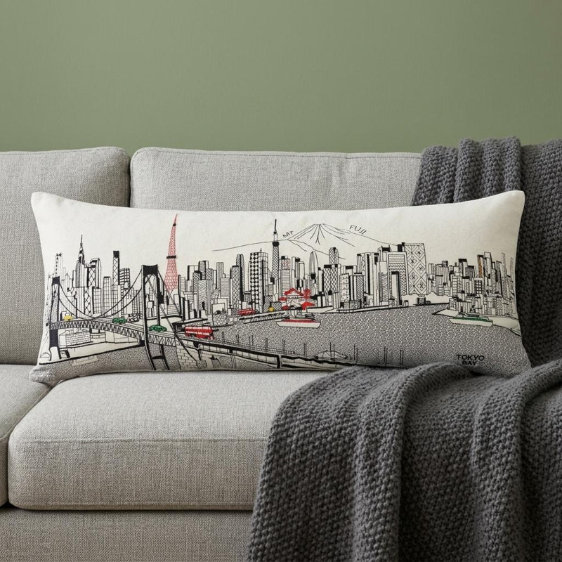 Coussin décoratif londonien, 14 po x 35 po, Crème