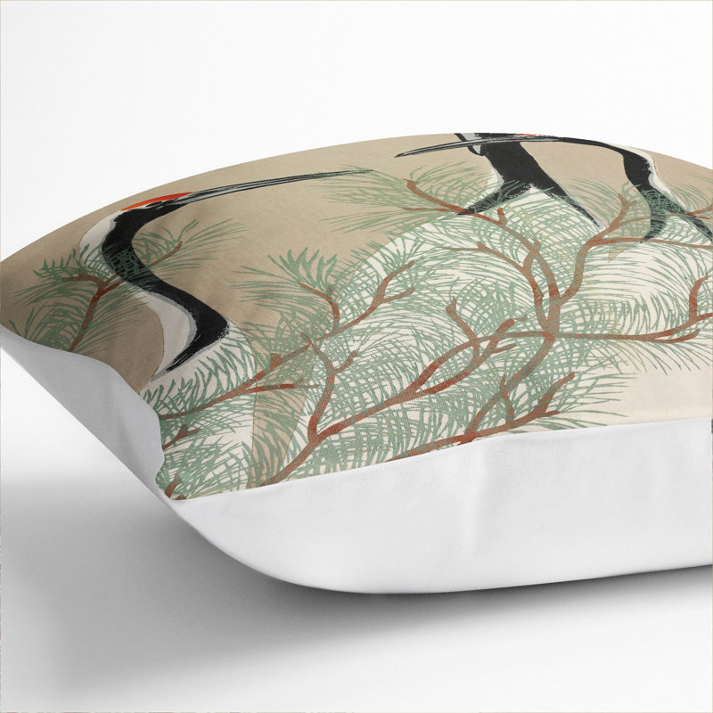 Three Cranes Scatter Cushion with Filling, White, 55cm H x 55cm W x 20cm D