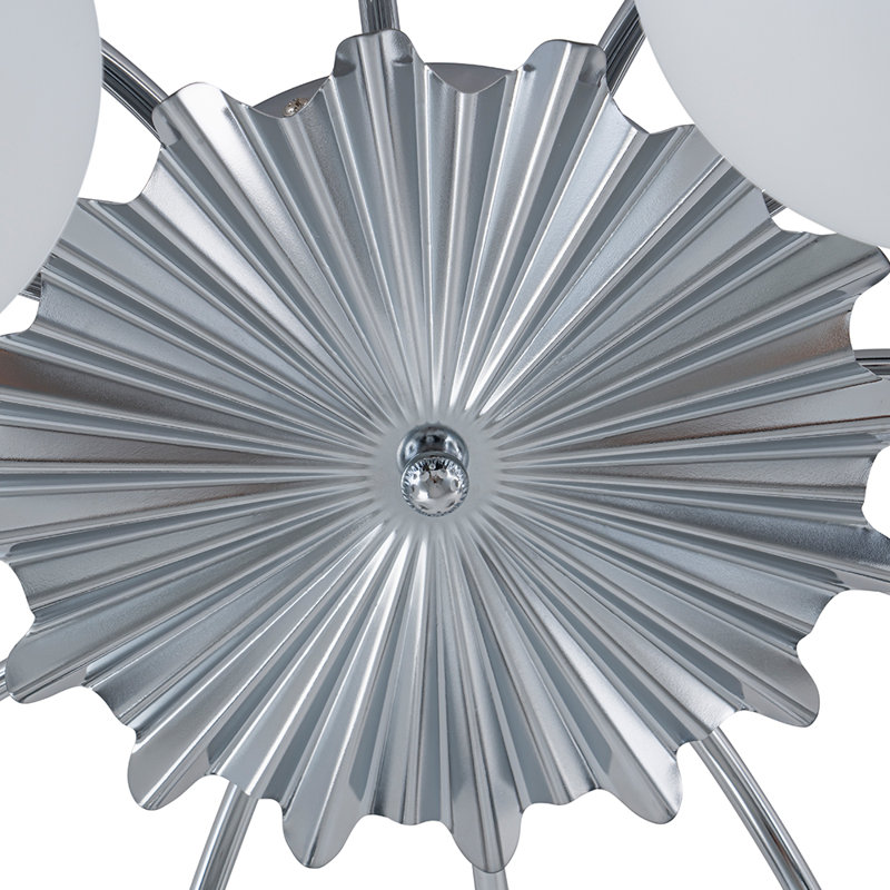 Plafonnier semi-encastré en verre 12 lumières Spoutnik, 12 lumières, Nickel