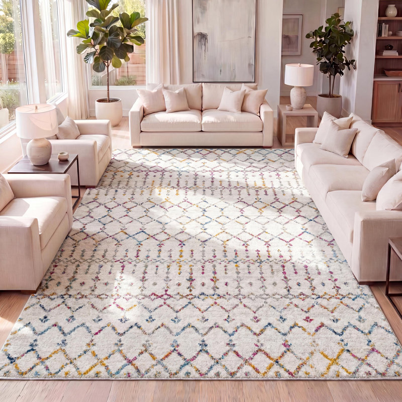 Tapis ivoire / multicolore Kateshia, Rectangle 4 pi x 6 pi