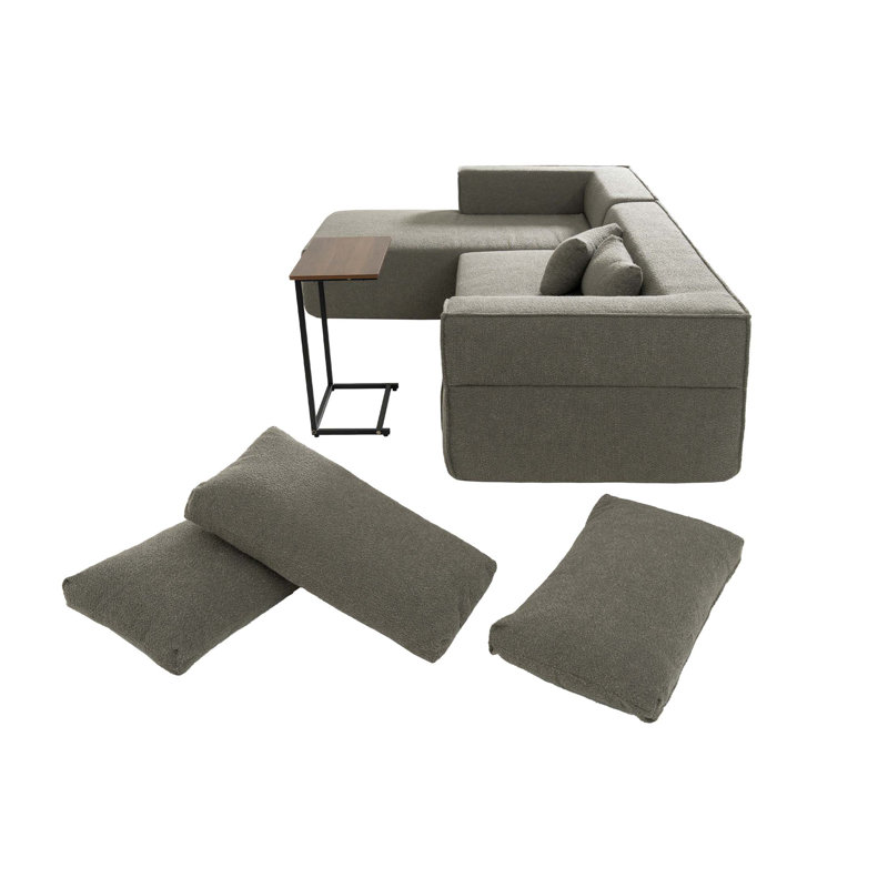 Canapé modulaire modulaire avec table d'appoint gratuite, siège large, tissu infroissable, combinaison libre, sans assemblage, idéal pour le salon