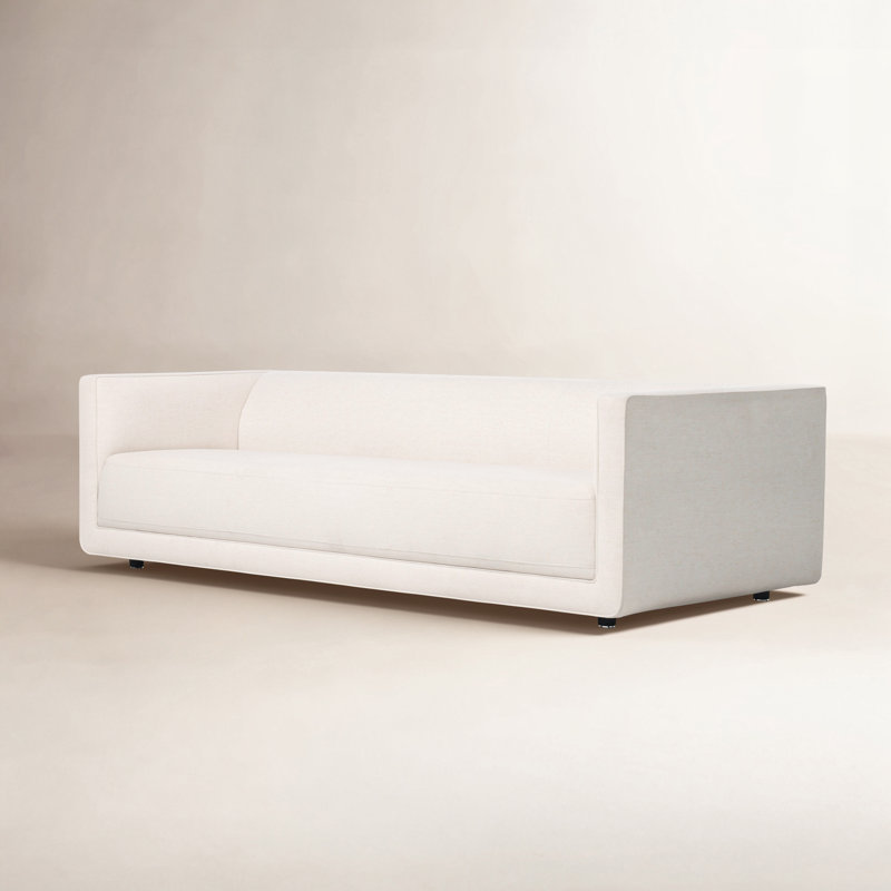 Phillip 94.5" Upholstered Sofa, Nomad Snow Crypton Top Grain Leather