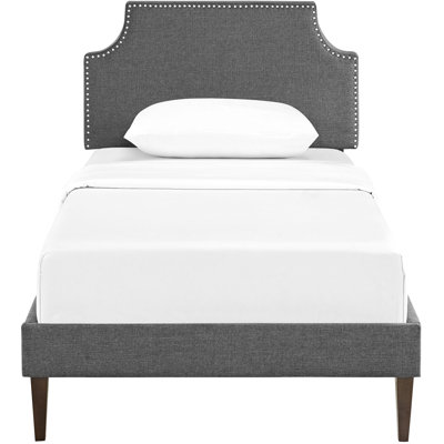 Laura Fabric Platform Bed with Squared Tapered Legs