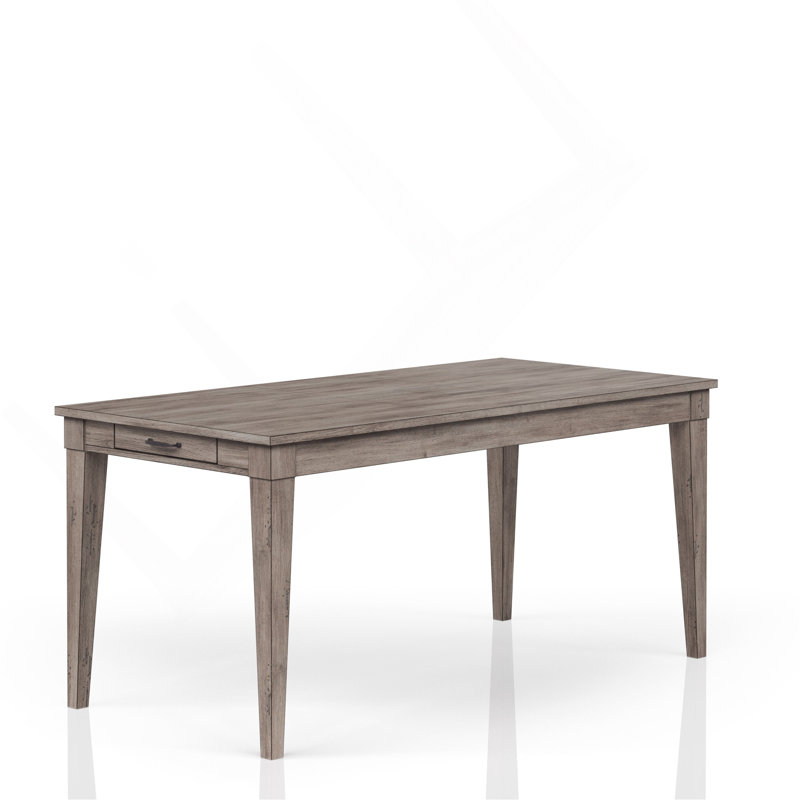 Table de salle à manger rustique gris avec deux tiroirs de rangement et rallonge