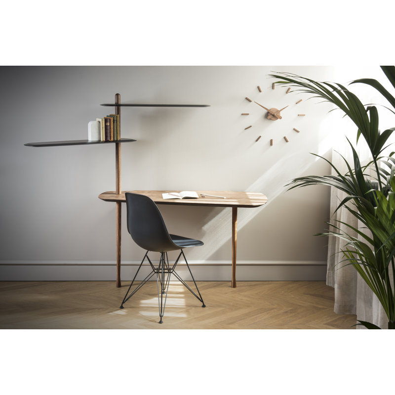 Sunset Solid Wood, Metal Analog Wall Clock, Walnut