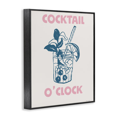 Stupell Industries Pastel Cocktail O'clock Framed Giclee Art, Design By Seven Trees Design In Midnight Black Framed Giclee