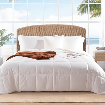 Organic Natural Cooling Lightweight Comforter King,Viscose from Bamboo White 90"x 108" Down Alternative Cool Duvet Insert,Summer Bedding Blanket for Hot Sleepers,8 Corner Tabs
