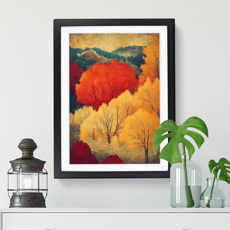 Autumn Forest Landscape Vol.6 - Single Picture Frame Print, Black Framed, 64cm H x 46cm W