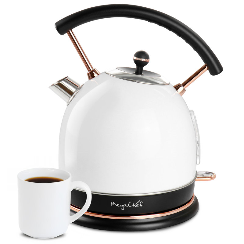 MegaChef MG-KTL1950 1.9 Quarts Stainless Steel Electric Tea Kettle, White