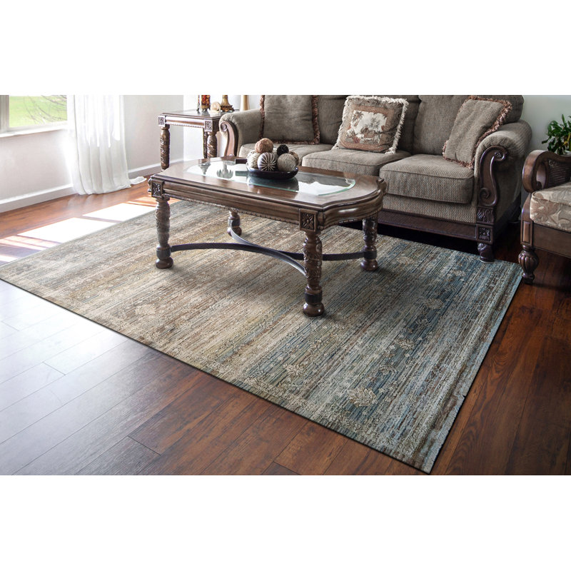 TREVI 13254-815 Beige / crème / bleu, Rectangle 9 pi x 12 pi 6 po