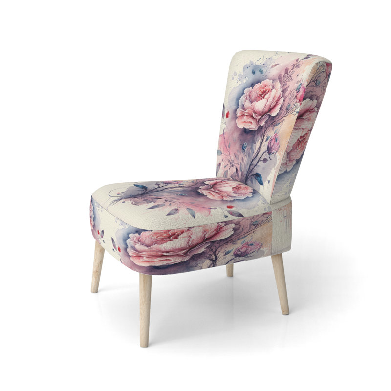 Conception rose et mauve rose - Chaise d'appoint rembourrée traditionnelle, chaise d'appoint floral rose