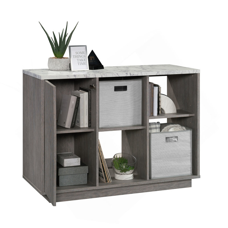 Armoire de rangement décorative, finition grise