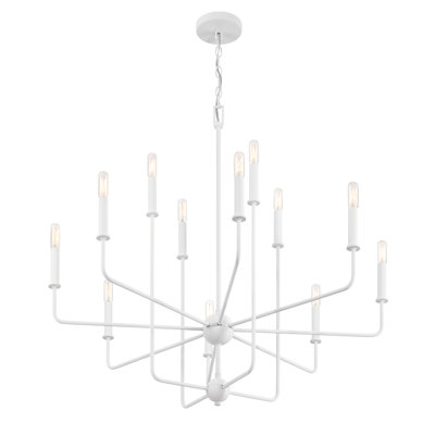 Treyvion 12 - Light Dimmable Linear Chandelier in White
