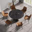 Table de salle à manger moderne en pierre artificielle ronde en acier au carbone noir pouvant accueillir 6 personnes (seulement les tables, pas de chaises)-1699156524