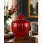 Pot à gingembre avec couvercle en porcelaine rouge Oxblood, 18 po