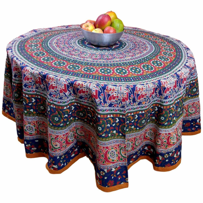 Nahabed Cotton Elephant Tablecloth, Purple