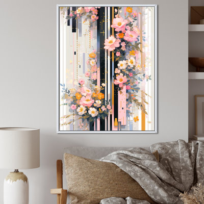 " Modern Pink Cherry Blossom Bold Stripes III "