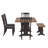 Marcotte 78" Solid Wood Oak Finish Top Dining Set With Spindle Back Chairs - 6-Piece, Antique Black Base Table, Chairs And Bench-605803901-605803895