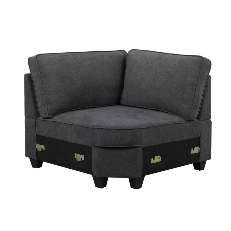Canapé modulaire en forme de L 125 po en gris foncé - inclus, profondeur d'assise de 23 po, hauteur des pieds modulaire de 3,25 po et 8 pièces, hauteur, 6 coussins, siège à ressorts ensachés