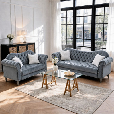 Ensemble de canapés chesterfield 2 pièces