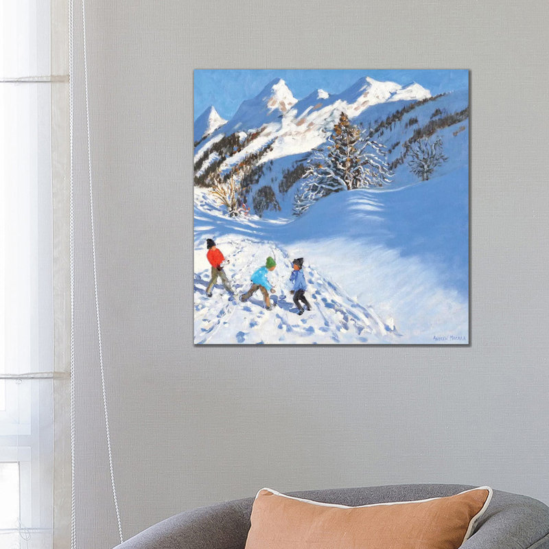 Snowballing, La Clusaz, France by Andrew Macara - Wrapped Canvas Painting, 66.04 cm H x 66.04 cm W x 1.91 cm D