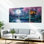 Ensemble de 3 toiles murales « Paysage de cerisiers en fleurs au clair de lune » pour salon, chambre et décoration intérieure