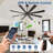 72 Inch Large Ceiling Fan, Modern 8-Blade Walnut and Wood Grain Indoor Outdoor Fans with Remote App Control, Quiet DC Motor Reversible 6 Speed Timer(Excluding bulb)-1765322964-1765322963