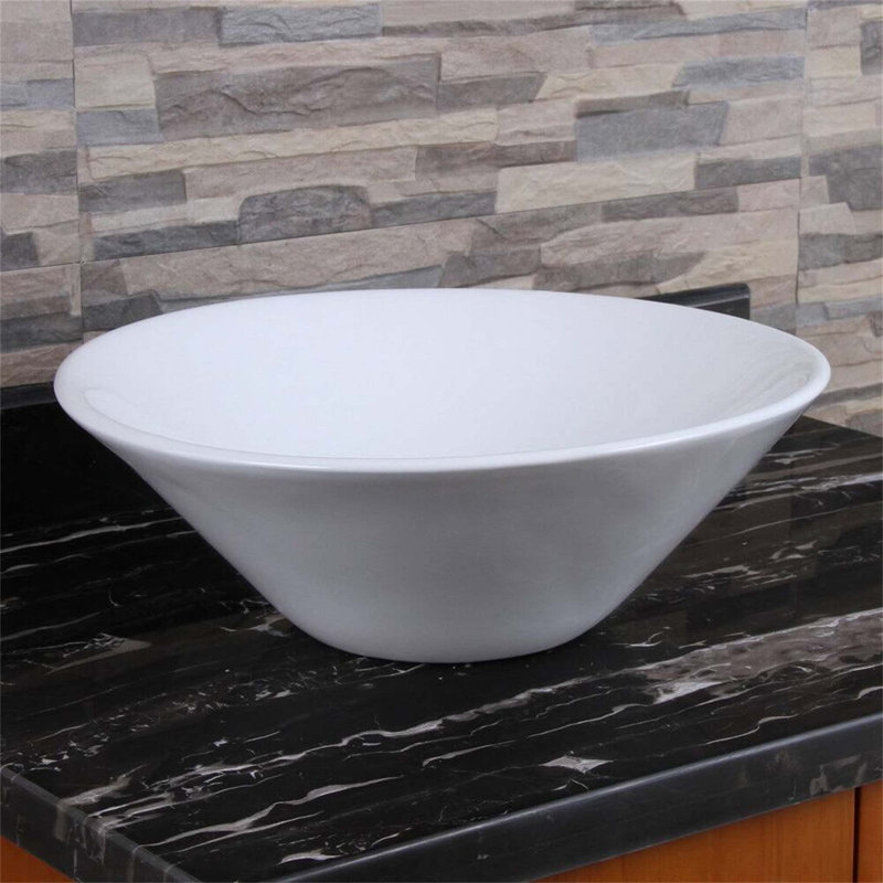 Elegance Plexi Home 16.7'' Ceramic Circular Bathroom Sink with Overflow