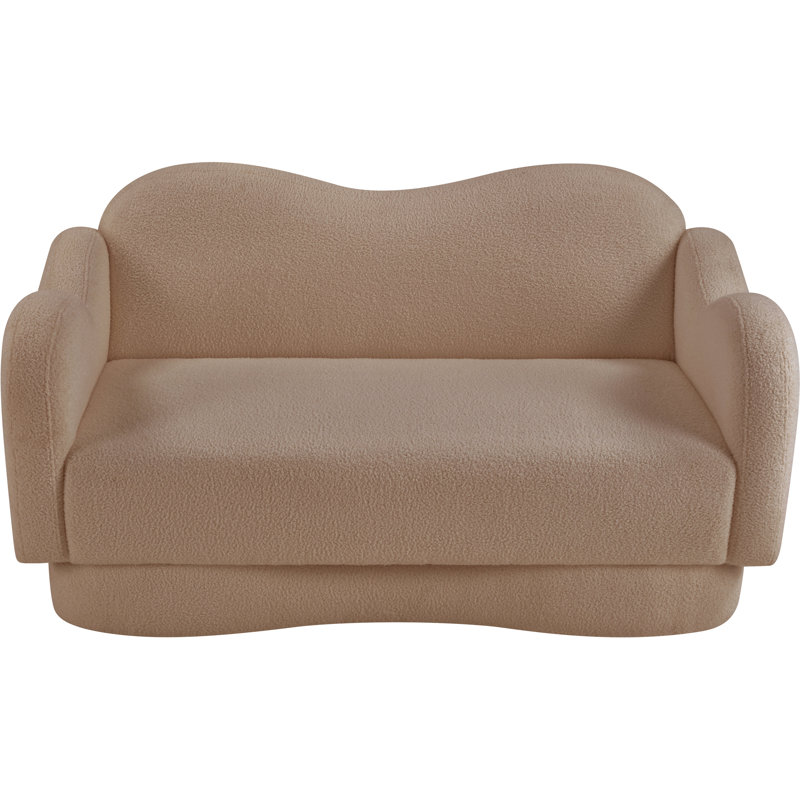Causeuse Redwan, Tissu beige en fausse peau de mouton