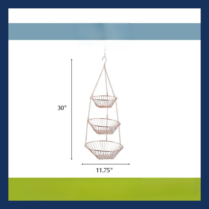 Hanging Storage Collection 3-Tier Baskets, Copper Wire