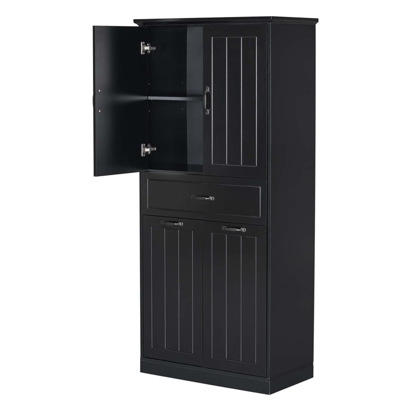 Armoire de rangement pour salle de bain avec deux paniers à linge, armoire de rangement avec portes et tiroir pour la maison