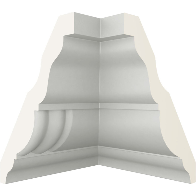 Endurathane Inside Corner Moulding, 2 3/4"P x 3 1/8"H (matches moulding MLD03X02X04GO), Factory Primed