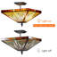 Plafonnier semi-encastré en verre coloré de style mission de 14 po Annalisse-757356355