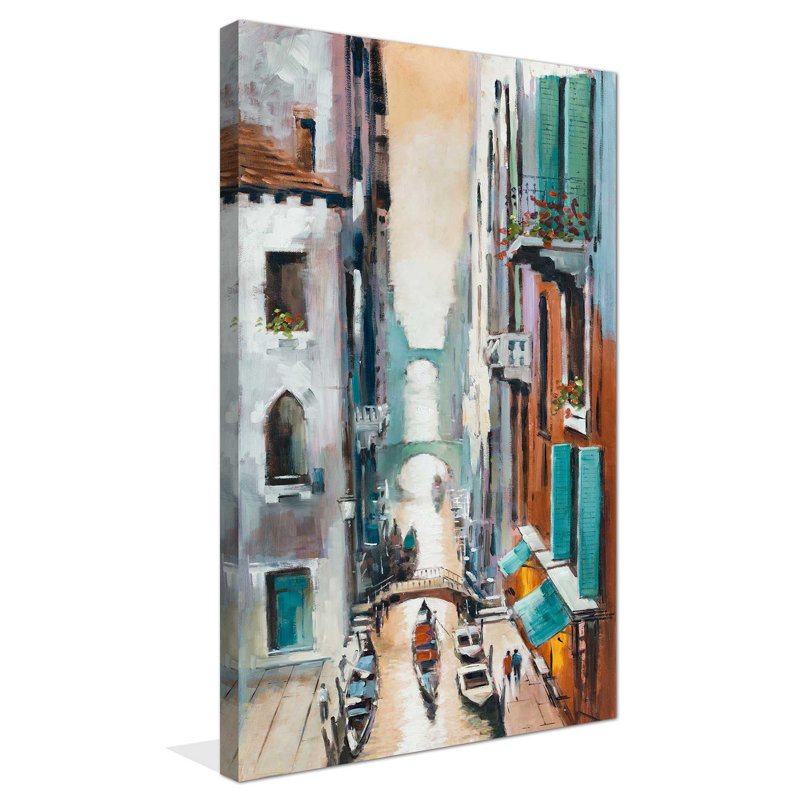 «Canal View I», reproduction de peinture acrylique, H 30 po x l 18 po x P 1 po, Toile tendue