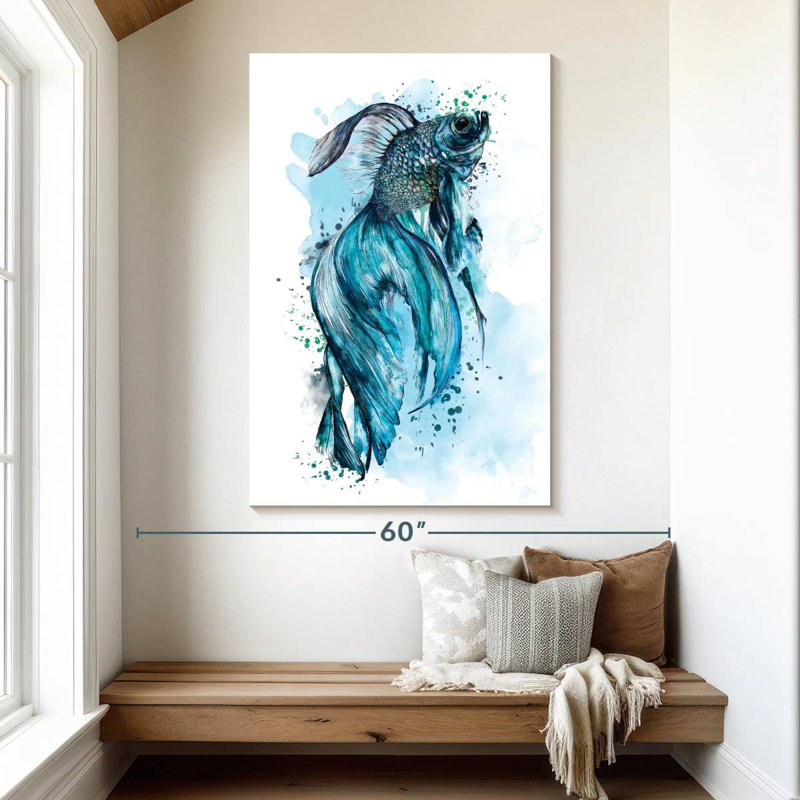 Blue Betta Fish Splash, 51" H x 34" W