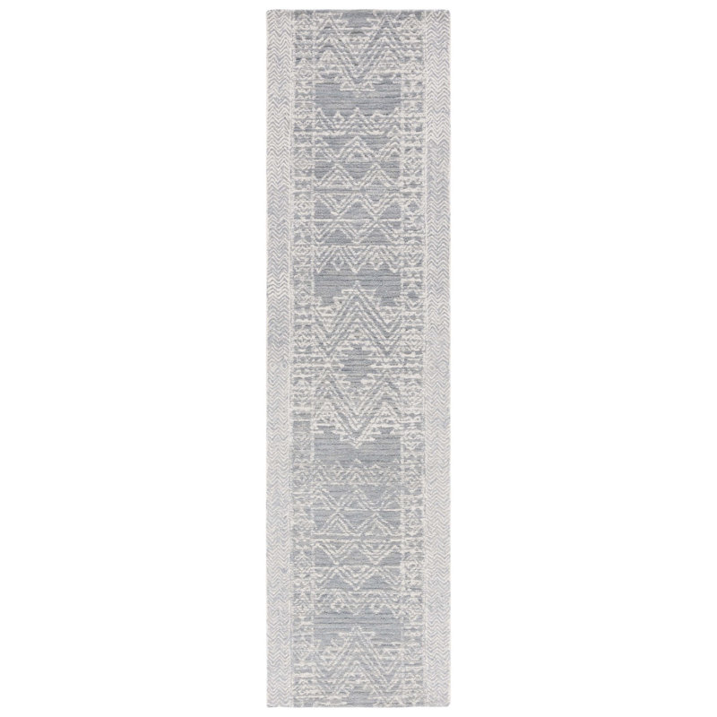 Tapis abstrait en laine touffeté à la main Southwestern, Tapis de couloir 2 pi 3 po x 9 pi