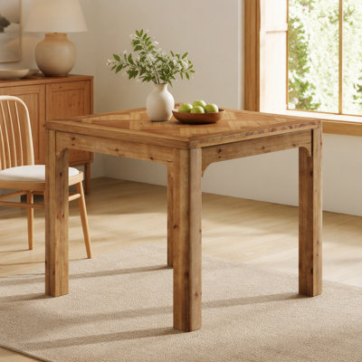 31.5″ Square Solid Wood Dining Table for 2 to 4, Kitchen Table with 3D Textured One Piece Tabletop