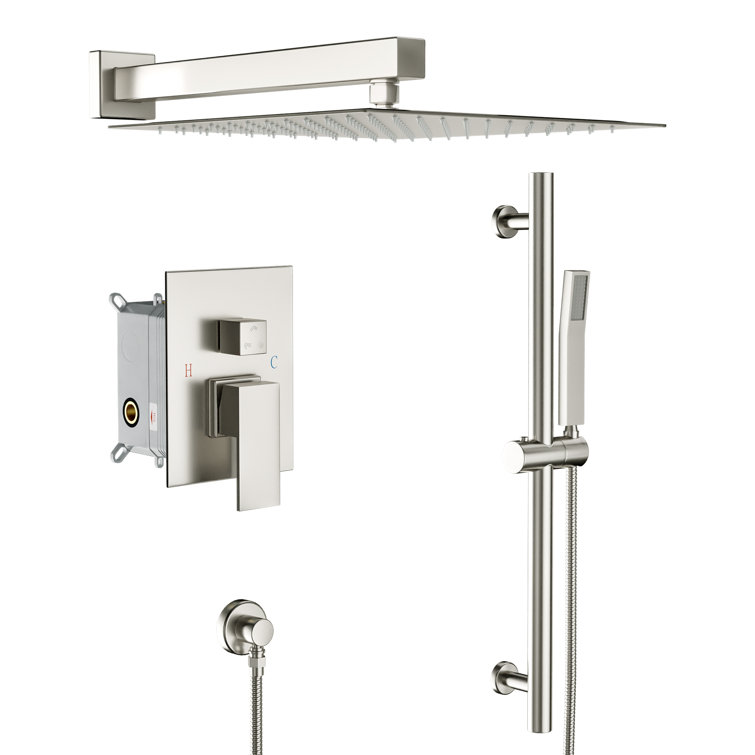 Wall Mount Dual Shower Head with Rough-in Valve and Slide Bar