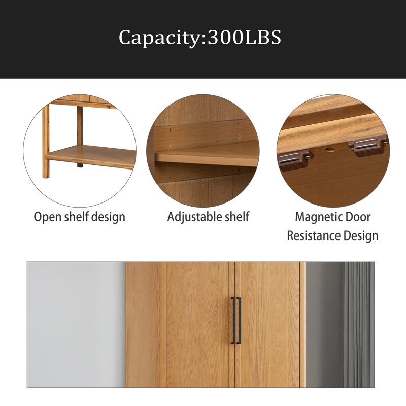 Armoire sophistiquée en placage de chêne avec plusieurs fonctions de rangement, idéale pour le bureau, l'entrée, le couloir, le salon