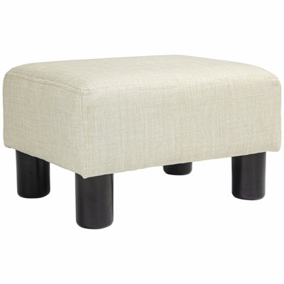 Ottoman Foot Rest,Small Foot Stool with Linen Fabric Upholstery and Plastic Legs, Cube Ottoman
