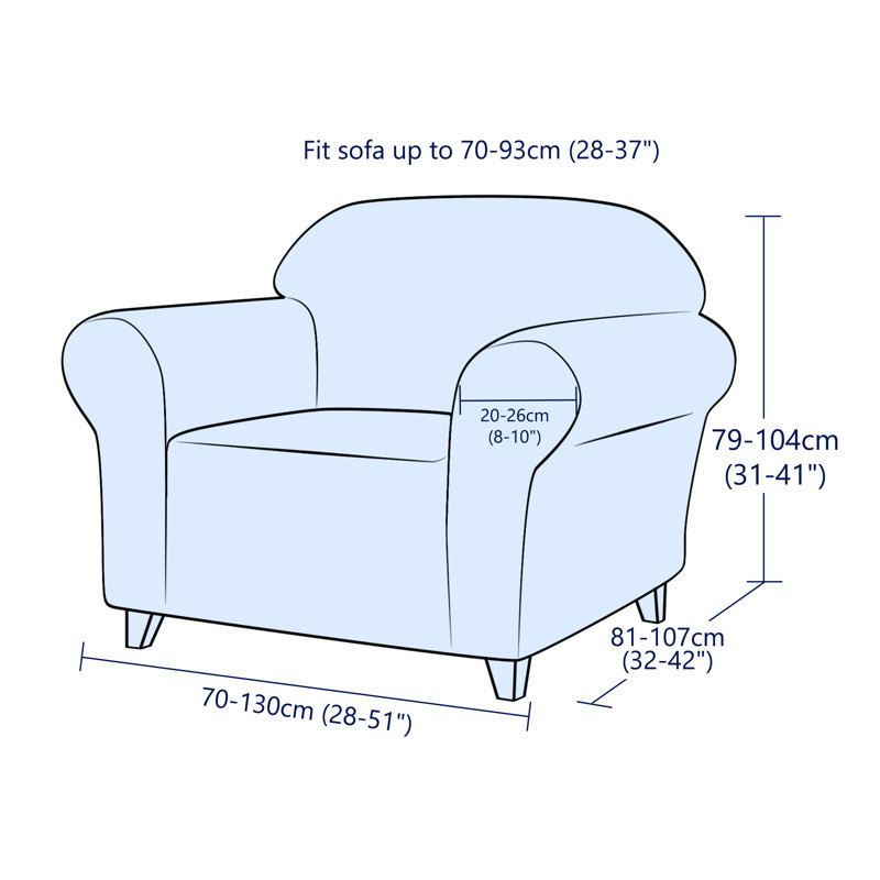 One Piece Soft Stretchy Spandex Box Cushion Armchair Slipcover, Burgundy