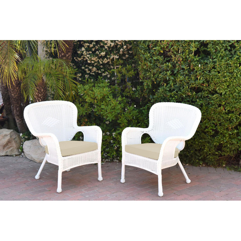 Batchelder Wicker Outdoor Lounge Chair, Ivory, White
