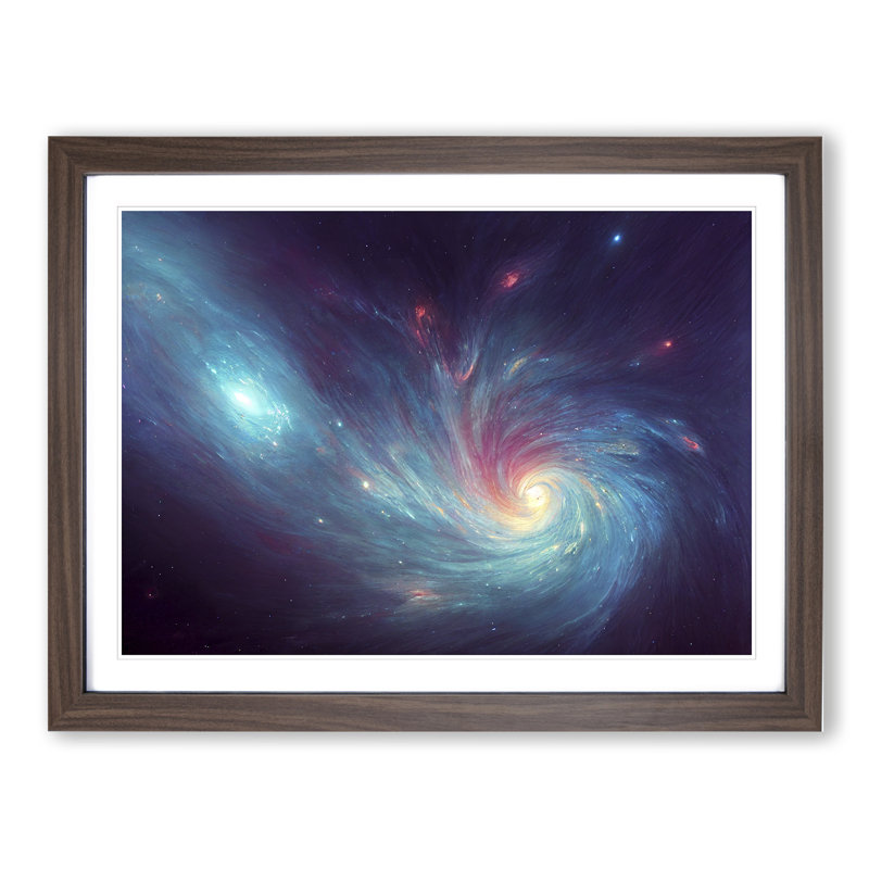 Futuristic Galaxy Vol.5 1 Piece Single Picture Frame Wall Art, 25cm H x 34cm W x 2cm D, Walnut