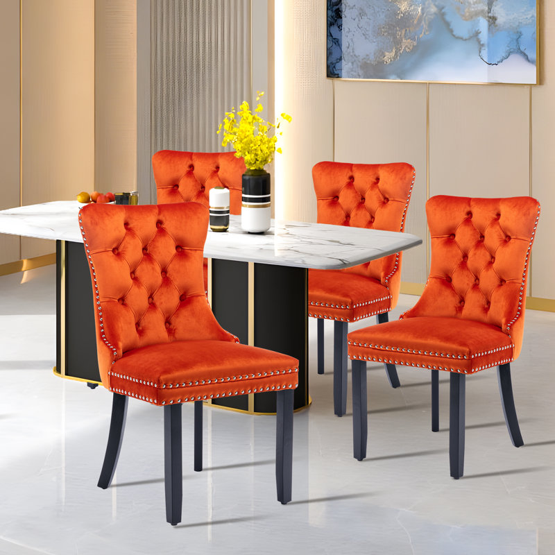 Chaise de salle à manger Kenta, Noir, Orange