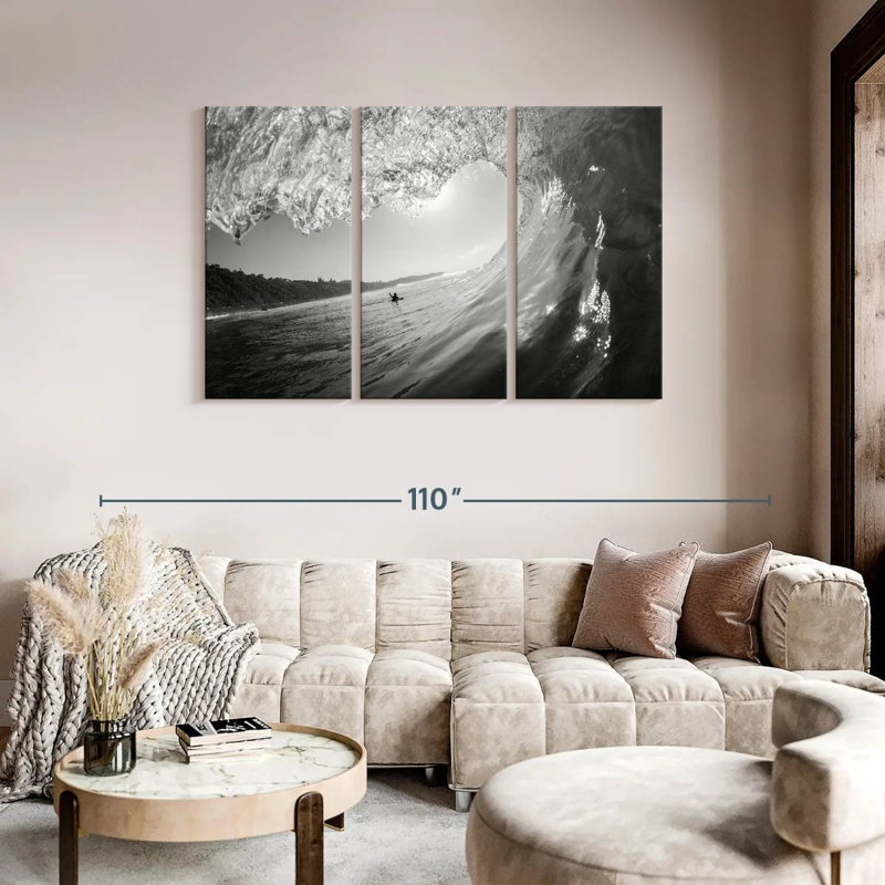 " Surfer BW " 3 - Pieces, 48" H x 74" W x 1.25" D