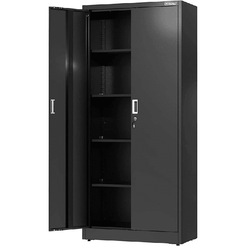 Black Lockable Office Cabinet with Adjustable Shelving