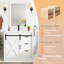 Meuble-lavabo de salle de bain avec lavabo, robinet, miroir, porte de grange coulissante et tiroirs-2033704574-2025407616